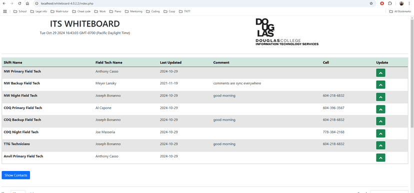 Workday management web app Screenshot